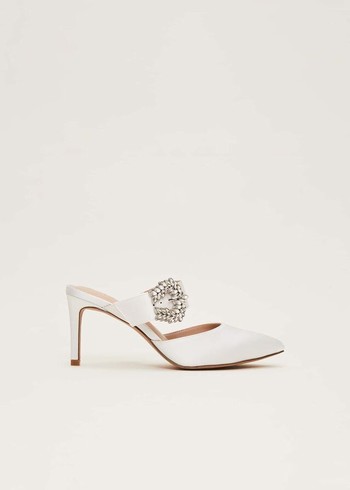 Phase Eight Bridal Jewel Trim Mule Heels White Canada | AKOTPN-207